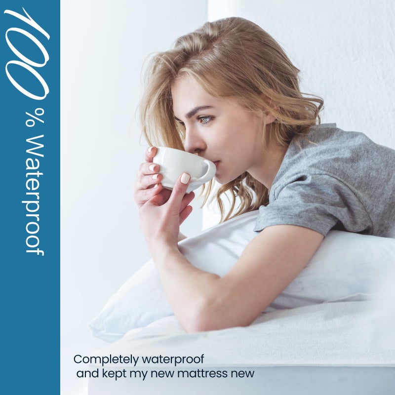 TASTELIFE Waterproof Mattress Protector Queen Size, Breathable & Noiseless Waterproof Mattress Cover Fitted Deep Pocket from 8" to 21" Mattress, Smooth Washable Queen Bed Protector (Queeen, White) - Image 3